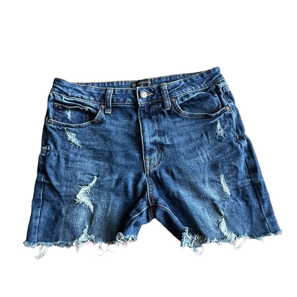 No Boundaries Blue Jean Stretch‎ Sz 34  Shorts HiRise Distressed - Picture 1 of 10